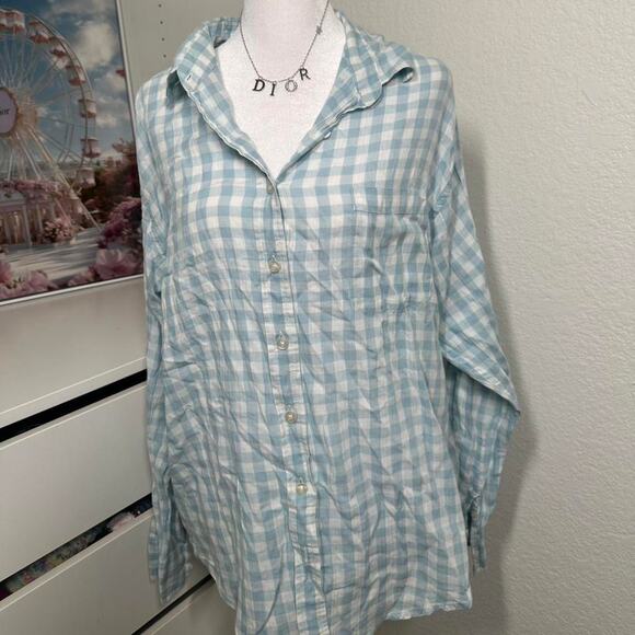 American Eagle Outfitters Tops - American eagle blue gingham button